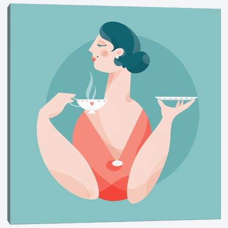 Tea Time Canvas Print #OMV73} by Olga Masevich Canvas Artwork
