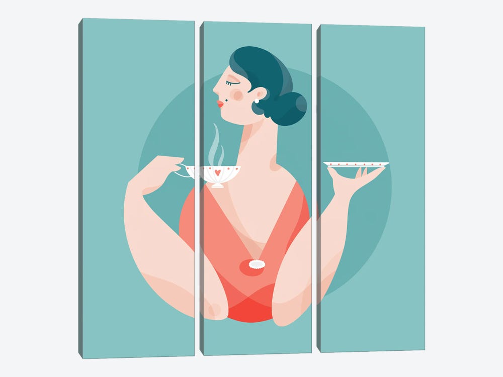 Tea Time by Olga Masevich 3-piece Canvas Wall Art