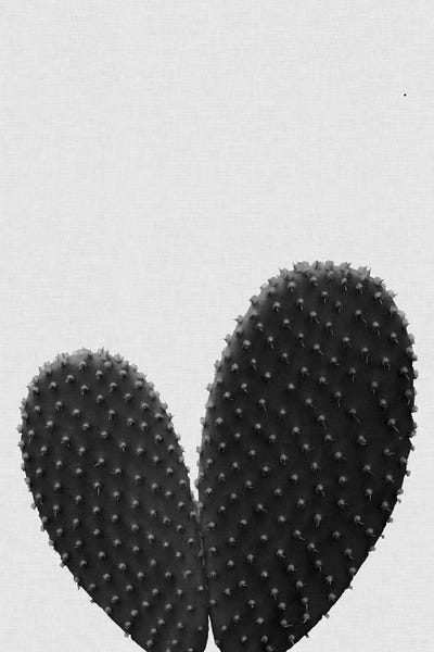 Minimalist Bohemian Decor: Heart Cactus B&W by Orara Studio