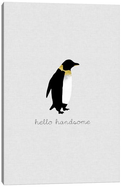 Hello Handsome Canvas Art Print - Penguin Art