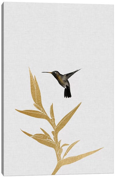 Hummingbird & Flower I Canvas Art Print - Minimalist Flowers