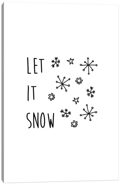 Let It Snow B&W Canvas Art Print - Ski Chalet