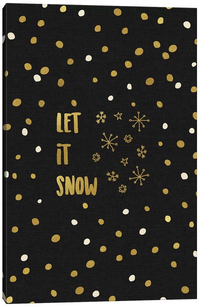 Let It Snow Gold Canvas Art Print - Christmas Art