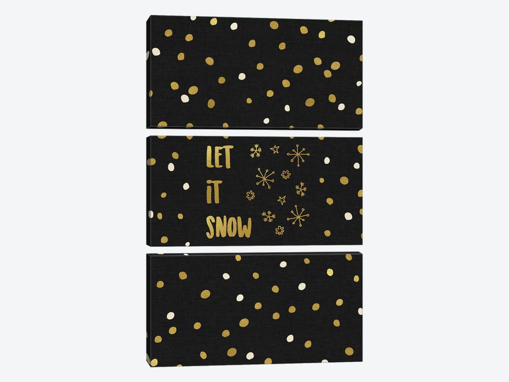 Let It Snow Gold by Orara Studio 3-piece Canvas Wall Art