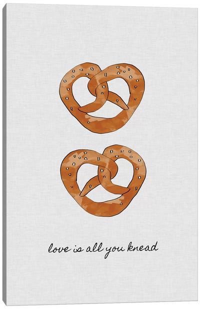 Love Is All You Knead Canvas Art Print - Bread Art