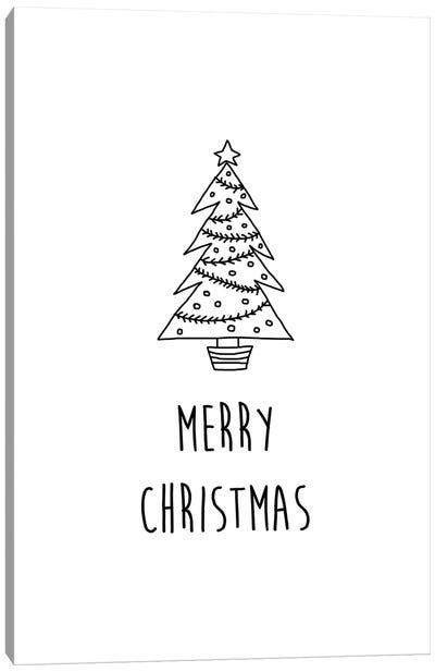 Merry Christmas B&W Canvas Art Print - Christmas Signs & Sentiments