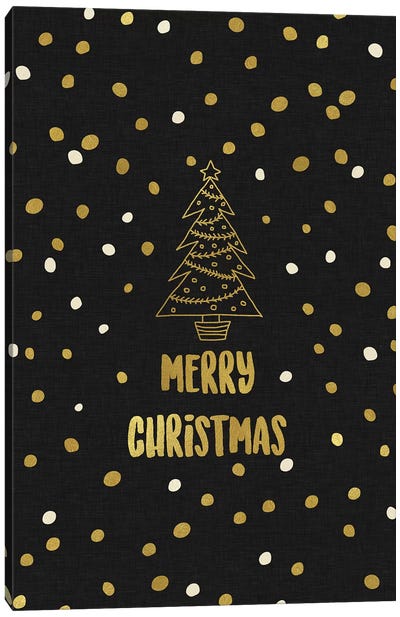 Merry Christmas Gold Canvas Art Print - Seasonal Glam