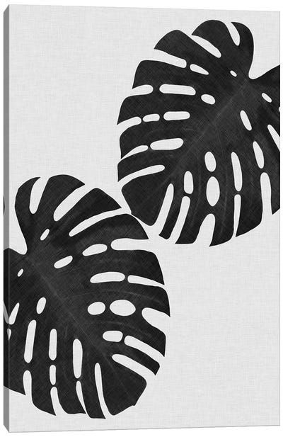 Monstera Leaf I B&W Canvas Art Print - Monstera Art