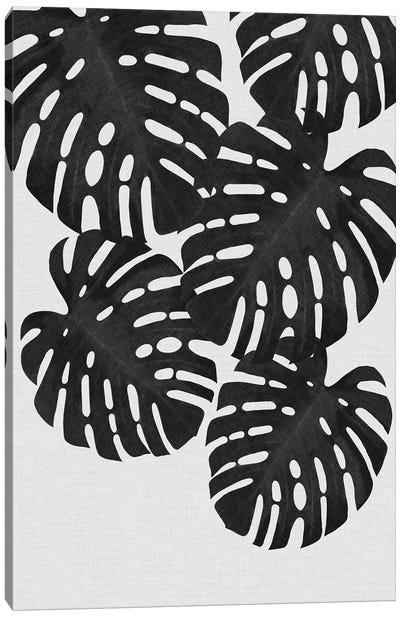 Monstera Leaf II B&W Canvas Art Print - Tropical Décor