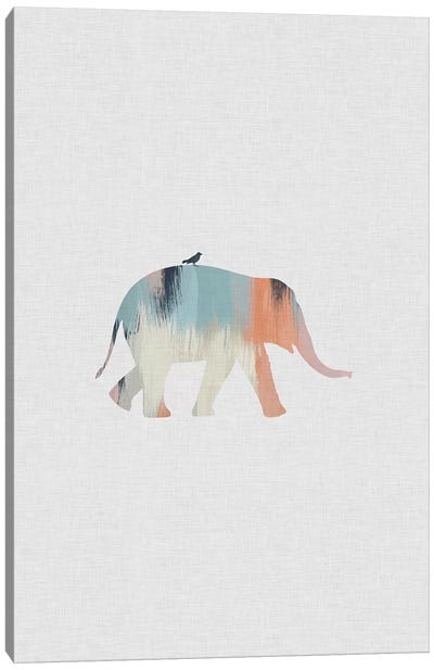 Pastel Elephant Canvas Art Print - Best of Kids Art