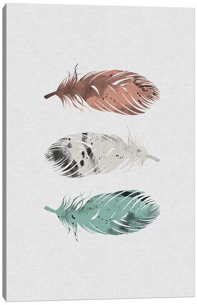 Pastel Feathers Canvas Art Print - Minimalist Nursery