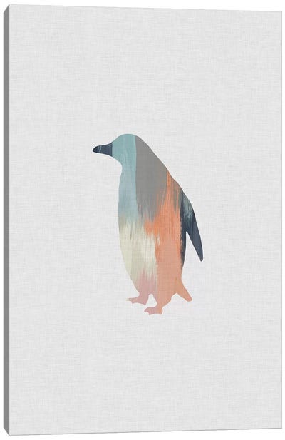 Pastel Penguin Canvas Art Print - Penguin Art