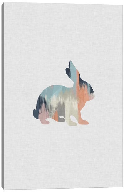 Pastel Rabbit Canvas Art Print - Minimalist Nursery