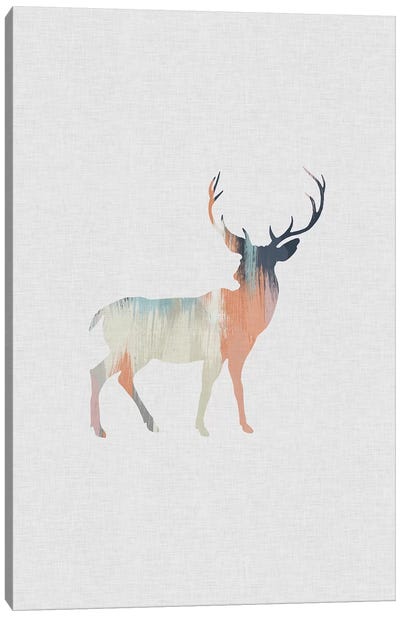 Pastel Reindeer Canvas Art Print - Minimalist Nursery