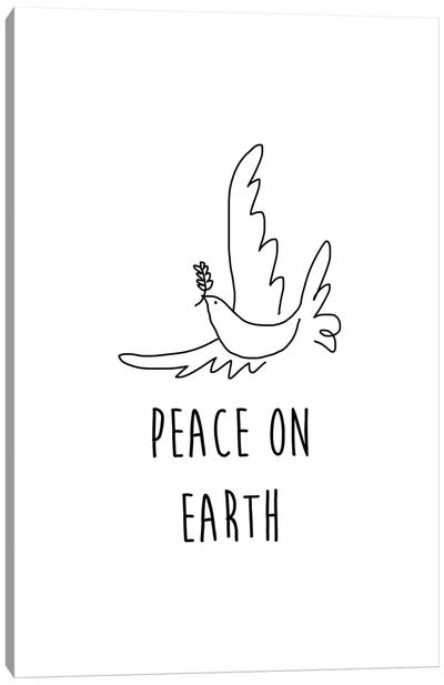 Peace On Earth B&W Canvas Art Print - Dove & Pigeon Art