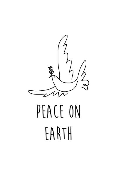 Minimalist Christmas Decor: Peace On Earth B&W by Orara Studio