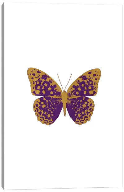 Purple Butterfly Canvas Art Print - Nursery Room Art