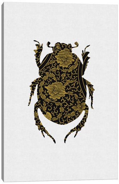 Black & Gold Beetle I Canvas Art Print - Beetle Art