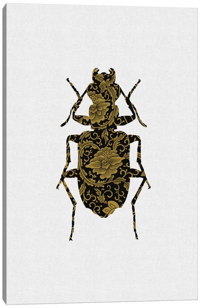 Black & Gold Beetle II Canvas Art Print - Beetle Art