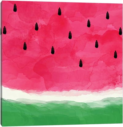 Watermelon Abstract Canvas Art Print - Green Art