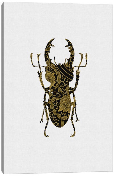 Black & Gold Beetle III Canvas Art Print - Beetle Art