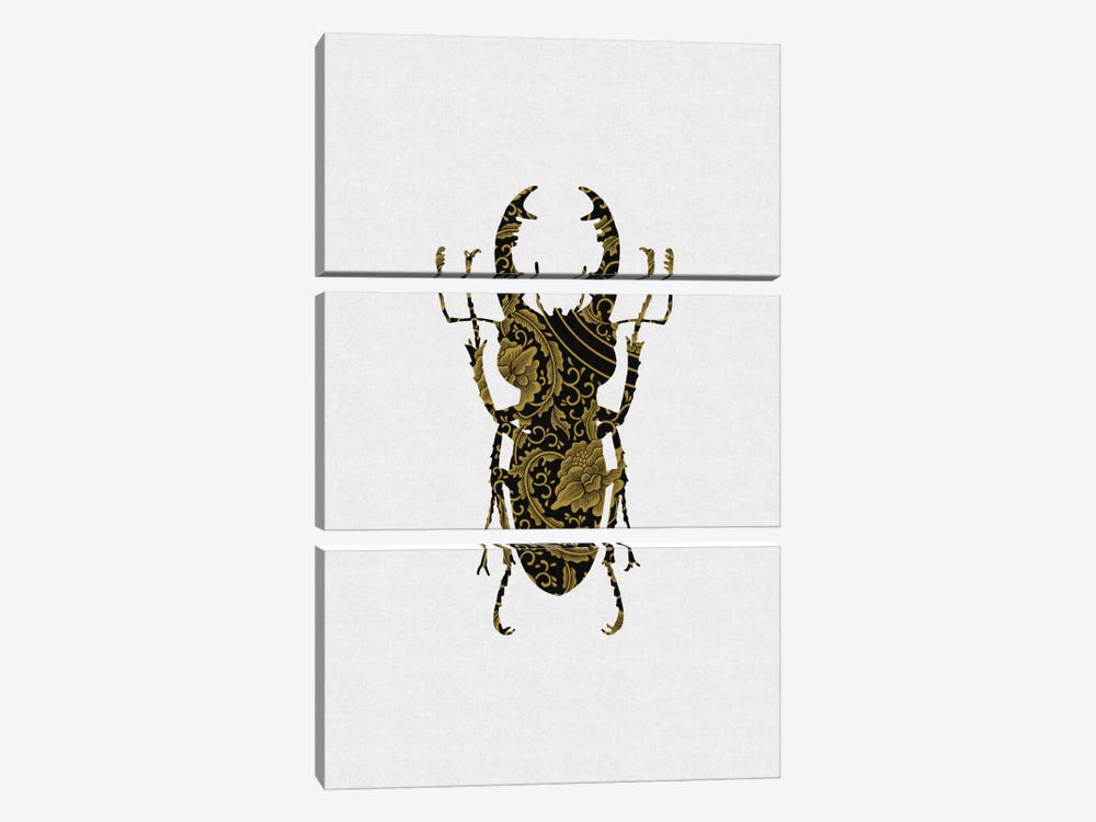 Black & Gold Beetle III by Orara Studio 3-piece Canvas Art Print