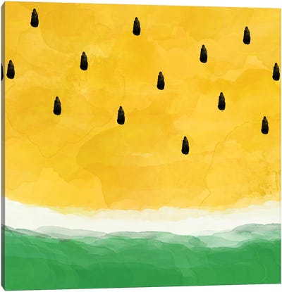 Yellow Watermelon Abstract Canvas Art Print - Mellow Yellow
