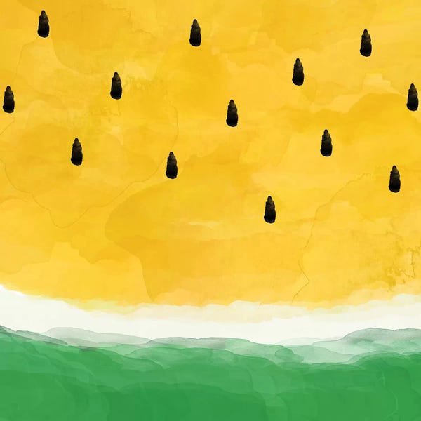 Minimalist Décor: Yellow Watermelon Abstract by Orara Studio