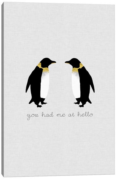 You Had Me Penguins Canvas Art Print - Minimalist Quotes