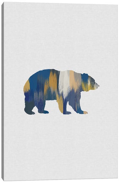 Bear Blue & Yellow Canvas Art Print - Orara Studio