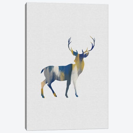 Deer Blue & Yellow Canvas Print #ORA251} by Orara Studio Canvas Artwork