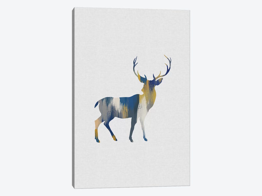Deer Blue & Yellow by Orara Studio 1-piece Art Print