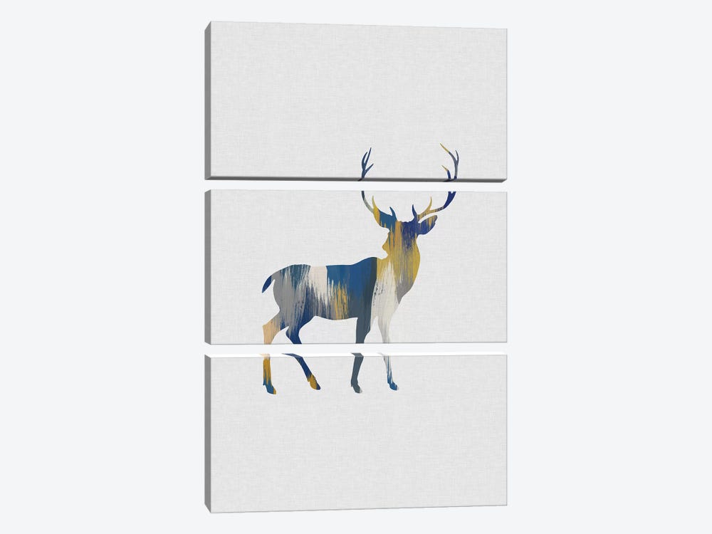 Deer Blue & Yellow by Orara Studio 3-piece Art Print