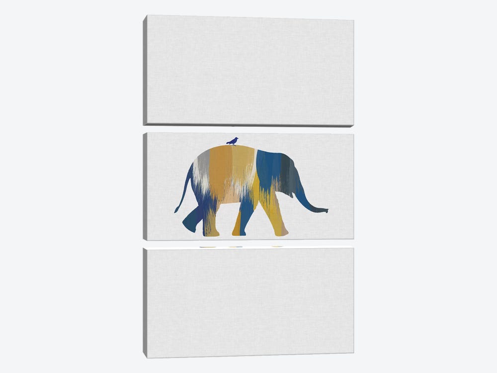 Elephant Blue & Yellow by Orara Studio 3-piece Art Print