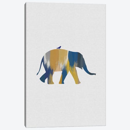 Elephant Blue & Yellow Canvas Print #ORA253} by Orara Studio Canvas Art