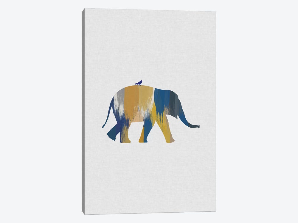 Elephant Blue & Yellow by Orara Studio 1-piece Canvas Art Print