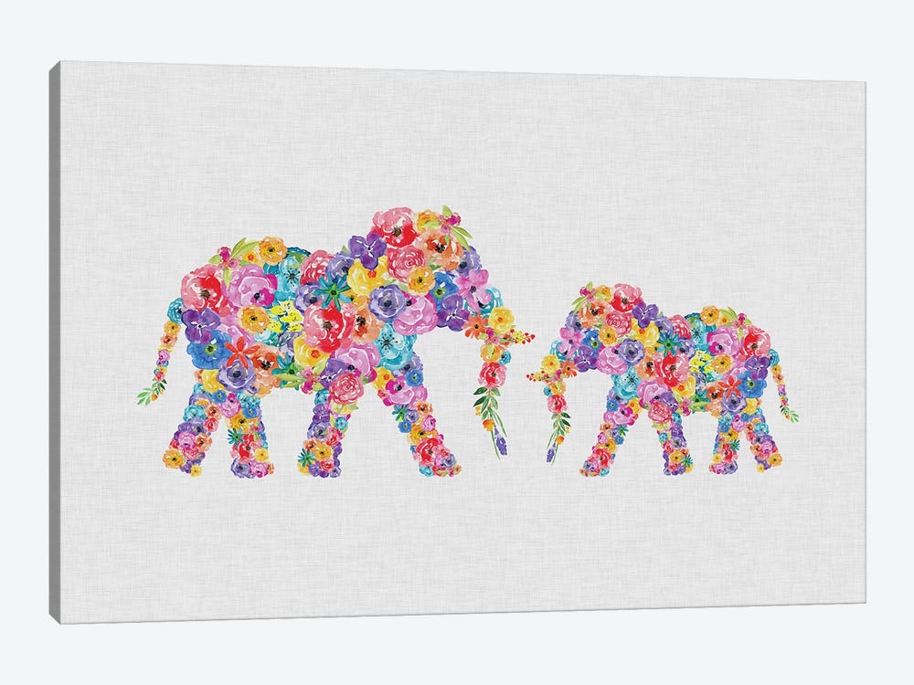 Floral Elephants by Orara Studio 1-piece Canvas Art Print