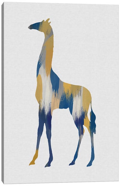 Giraffe Blue & Yellow Canvas Art Print - Orara Studio