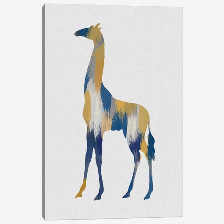 Giraffe Blue & Yellow Canvas Print #ORA258} by Orara Studio Canvas Art