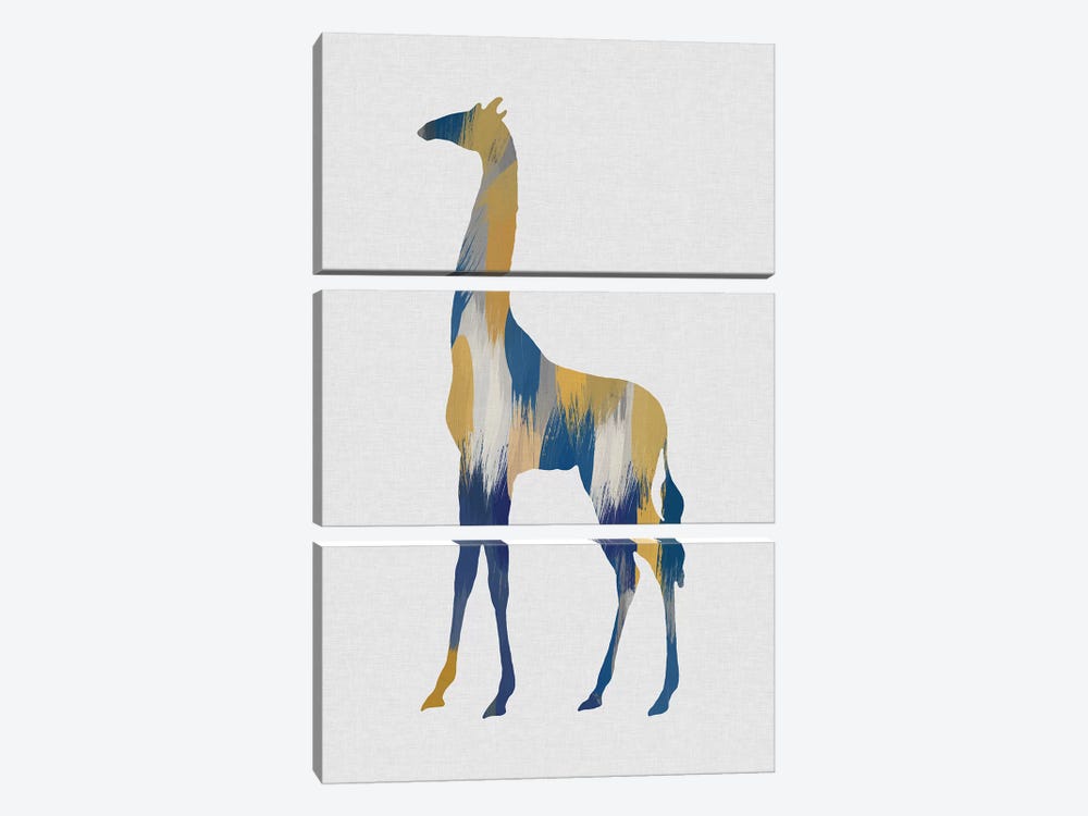 Giraffe Blue & Yellow by Orara Studio 3-piece Canvas Wall Art