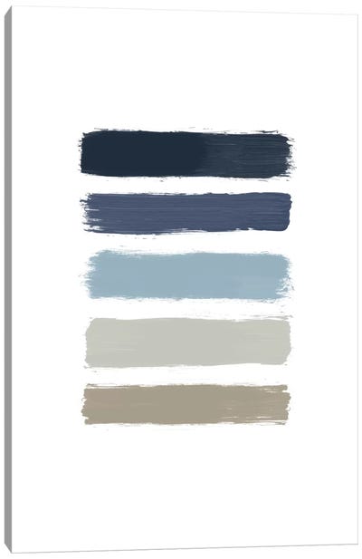 Blue & Taupe Stripes Canvas Art Print - Clean & Modern