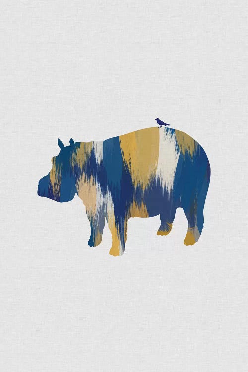 Hippopotamus Blue & Yellow