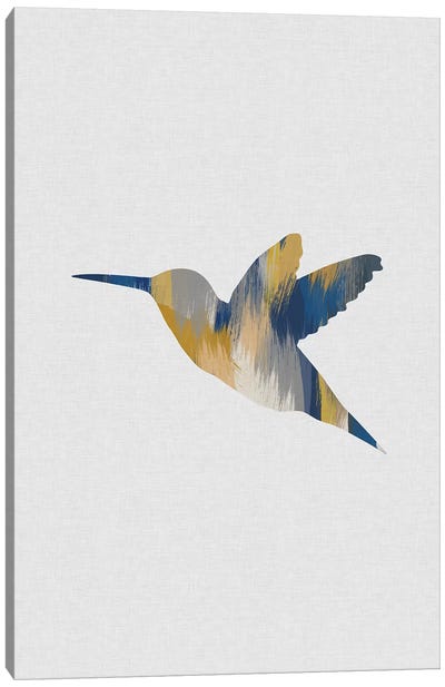 Hummingbird Blue & Yellow I Canvas Art Print - Hummingbird Art