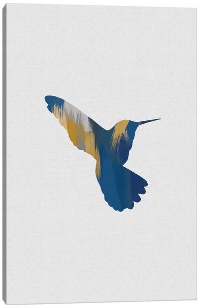 Hummingbird Blue & Yellow II Canvas Art Print - Orara Studio