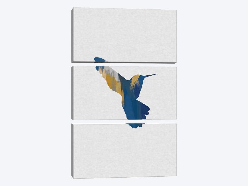 Hummingbird Blue & Yellow II by Orara Studio 3-piece Canvas Print