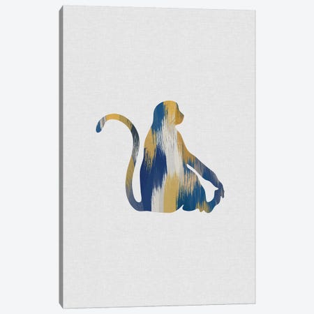 Monkey Blue & Yellow Canvas Print #ORA276} by Orara Studio Art Print