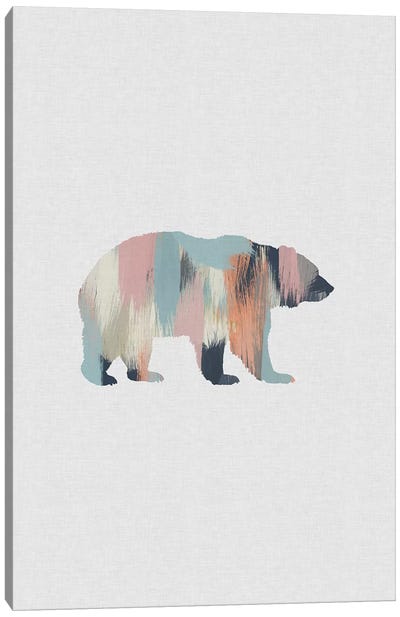 Pastel Bear Canvas Art Print - Minimalist Nursery