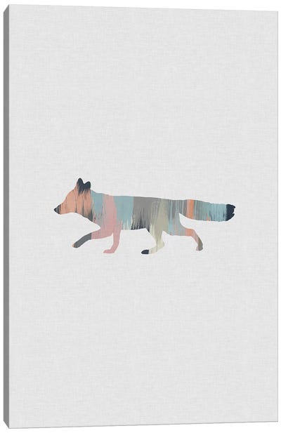 Pastel Fox Canvas Art Print - Minimalist Nursery