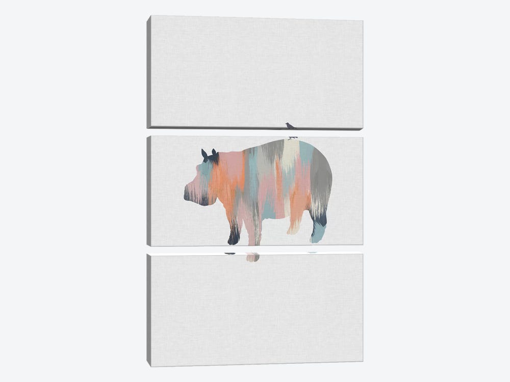 Pastel Hippo by Orara Studio 3-piece Canvas Print