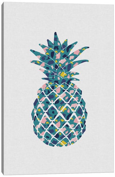 Pineapple Teal Canvas Art Print - Pineapple Art
